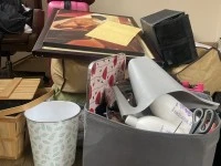 10 packed bags and 2 large Home Depot cardboard boxes